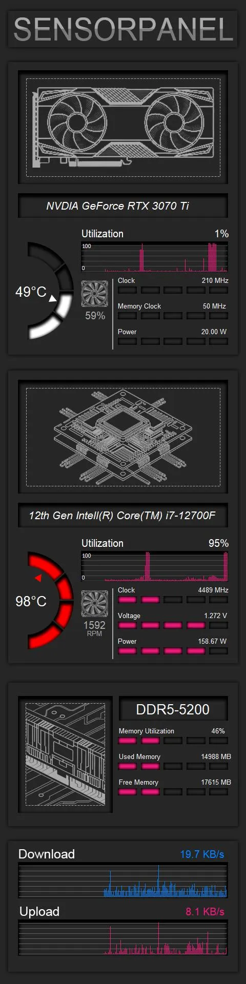 Dark Wireframe HUD 480 x 1920 preview