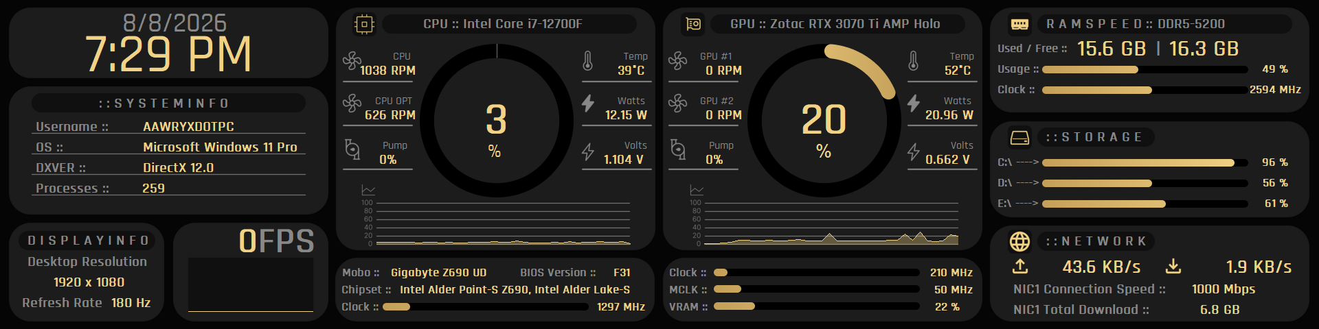 Luxury Gold HUD 1920 x 480 preview
